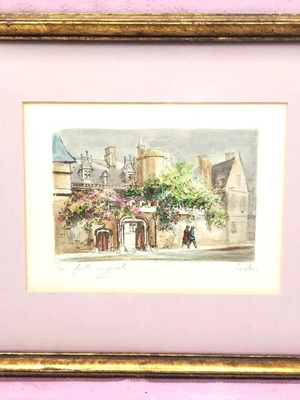 vintage beders original hand colored etching (eau forte)